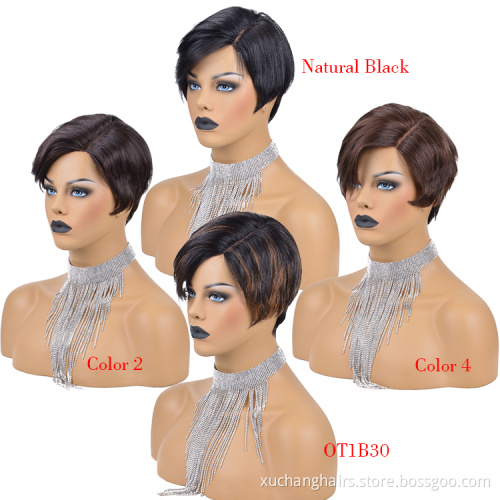 Short Brazilian Human Hair Wig Vendors Wholesale U part Virgin Hair Pixie Cut Wigs For Black Women